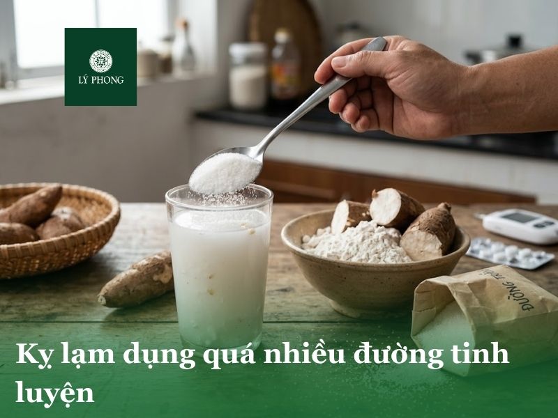 Hạn chế lạm dụng quá nhiều đường tinh luyện khi pha bột sắn dây