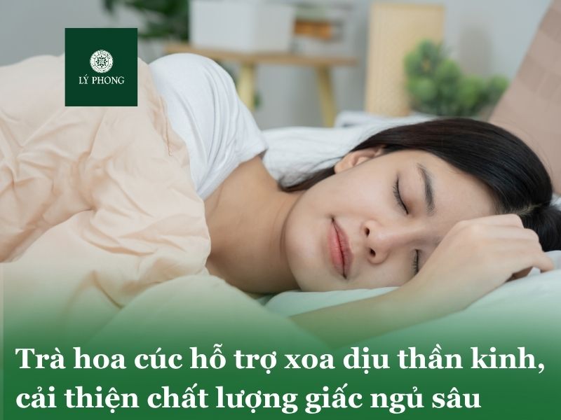 Trà hoa cúc giúp hỗ trợ xoa dịu thần kinh, cải thiện chất lượng giấc ngủ sâu