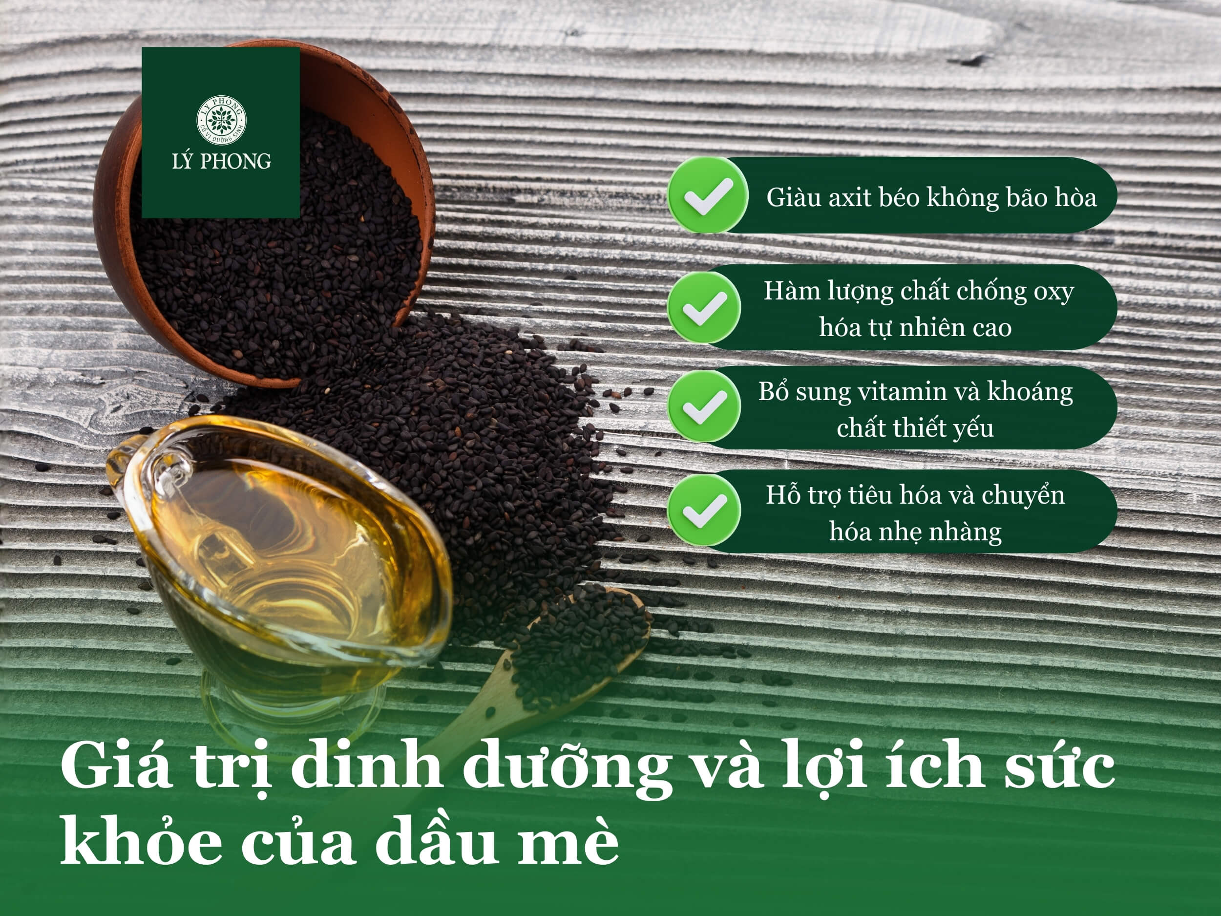 Giá trị dinh dưỡng và lợi ích sức khỏe của dầu mè