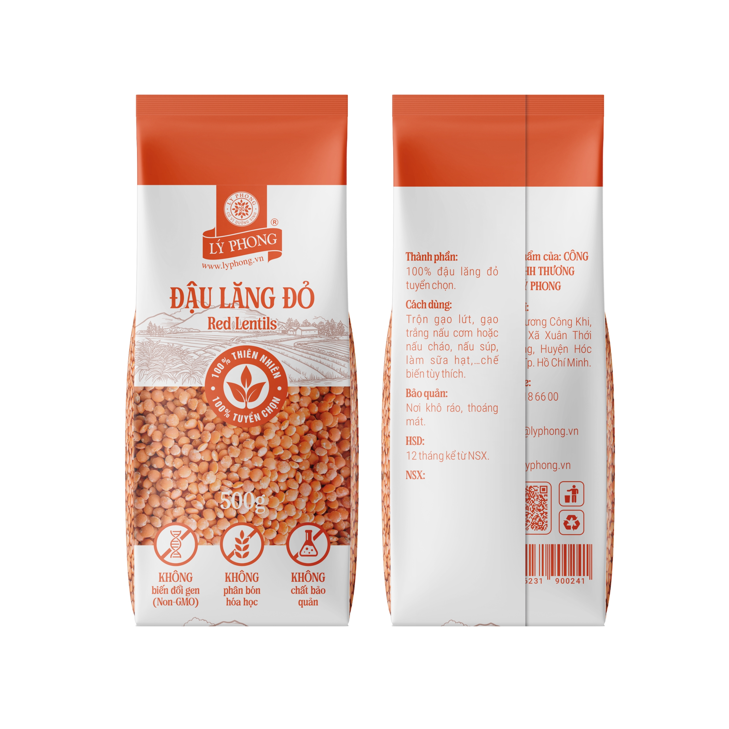 Đậu lăng đỏ (Red Lentils) - Túi 500 gram