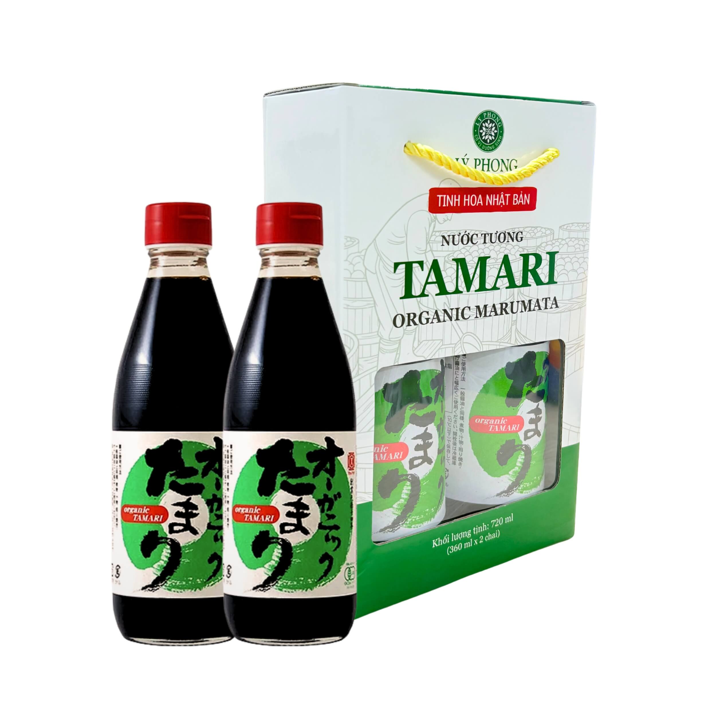 Nước tương Tamari organic Marumata Nhật Bản - Hộp (2 chai x 360ml)